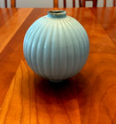 Rare Antique Light Blue Milk Glass  Ribbed Lightning Rod Globe Ball