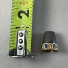 German 800 Sterling Silver Thimble Cabochons Gold Band Wash Sewing 329fi 37b7