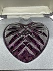 Waterford Crystal Amethyst Purple Heart Shaped Paperweight Hand Cooler Boxed