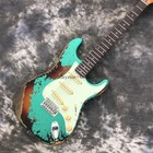 Vintage Custom 1963 St Electric Guitar Relic Faded Aged Surf Green Over Sunburst