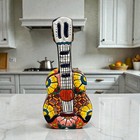 Talavera Guitar Sculpture   Mexican Folk Art