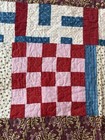 Antique Vintage Patchwork Whirling Logs Folk Quilt Indigo Red Machine Quilted