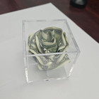  10 Origami Money Cash Rose In Display Cube  2x5 Graduation Romantic Flower Gift