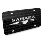 Jeep Wrangler Sahara 3d Logo On Logo Pattern Black Aluminum License Plate