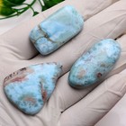 Set  Of 3 Pcs Natural Larimar Top-grade 34mm-38mm Cabochon Loose Gemstones Lot