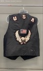 Usa Leather Men s Black Genuine Leather Biker Vest Eagle Usa Flag Patch Sz 3xl