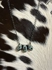 Navajo Made Blackjack Turquoise 3 Stone Bar Necklace