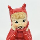 Vintage Japan Ceramic Christmas Pixie Red Elf Sprite 3  Sitting Holiday Figurine