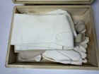 Lot Of 4 Vintage Ladies Gloves Cloth Creams White Two With Beading And Vtg Box