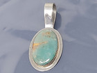 Vintage Pjc Navajo Sterling Silver Turquoise Oval Pendant