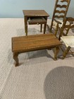 Vintage Wood Miniature Dollhouse Furniture Dresser Chairs Side Table Lot