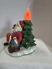 Vintage Christmas In The Woods Sitting Santa Flicker Light Electrical Light 