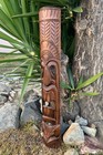 Hand Carved Hawaiian Style Ku God Tiki Totem Wooden Mask 39 x 6 in