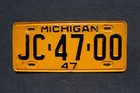 1947 Michigan License Plate   Jc - 47 - 00