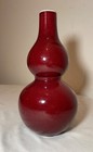 Vintage Handmade Original Sang De Boeuf Chinese Red Oxblood Pottery Gourd Vase