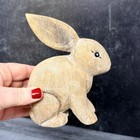 Vintage Carved Wood Bunny Figurine Rustic Driftwood Seated Rabbit Decor