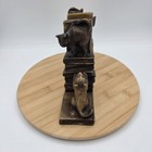 Vintage Cast Metal Scottie Dog Chasing Cat On Books Bookends Brass