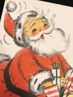 Vintage Hallmark Christmas Card Santa With Mouse   Unused