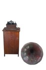 Antique Edison Model A Cylinder Phonograph   Cabinet W  93 Record Music Tubes