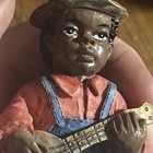 Black Americana  4    Figurine - Banjo On A Stump - Vintage 