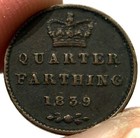 1839 Ceylon  1 4 Farthing Queen Victoria Copper Colonial Coin Extremely Fine