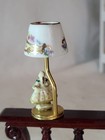 Dollhouse Miniature Porcelain   Brass Lamp With Figurine 1 12 Scale