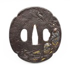 Tsuba Landscape And Sage Japanese Antique Sword Fitting Samurai Katana Wakizashi