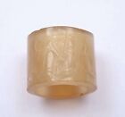 19c Chinese Translucent Agate Carved Carving Archer Ring Scholar Figure Figurine