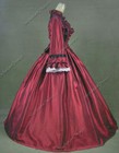 Victorian Civil War Taffeta Dark Wine Day Dress Reenactment Theater Clothing 170