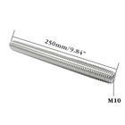 304 Stainless Steel Fully Thread Rod  M10-1 5 Thread Pitch  250mm Length  Right 