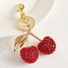 Popular Cute Red Cherry Keychain Bag Charm Gold Clip Zinc Alloy Purse Key Ring