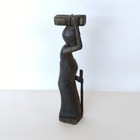 Vintage African Hand Carved Ebony Wood Tribal Woman Figurine Sculpture 6 