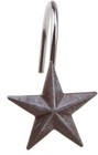 Farmhouse Star Anti-rust Shower Curtain Hooks - New - 12 Shower Curtain Rings