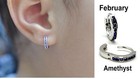Baby s Huggie Hoop Earrings  12 Months Birthstone  925 Sterling Silver 