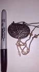 Vintage Purse Filigree Silver Tone Metal Beaded Chain Mini Tiny Pill Box  Cute 