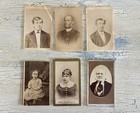 Antique Black White Cabinet Card Mounted Photo Lot Of 6 Small Portraits C1900
