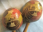 Music Percussion Vtg pair Maracas Caribbean Native Indigen hand Carved 10 l X 4 