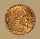 1860-bb France 20 Francs Gold Coin For Napoleon Iii Bare Head Strasbourg Mint
