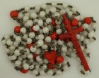 Rare 15 Decade Rosary Carved Heart Center   Crucifix   Opaline Glass Beads 45 