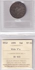 Newfoundland 1899 50 Cent Silver Coin Wide 9 s Iccs Certified Vf-30 Victorian