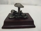 Vintage Metal On Wood Frog Toad Mushroom Whimsical Small Mini Figurine Decor