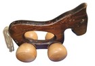 Vintage Wooden Horse Rolling Toy With Rope Tail   Smooth Wheels Handcrafted