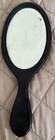 Antique Victorian Black Ebony Hand Mirror Sterling Silver Decoration