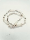 Vtg Antique White Czech Art Glass Molded Bead Necklace Brass Wire Linked 24 