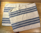 Grain Sack 45    X 17    Navy Stripe Linen Fabric Rustic Vintage Thick