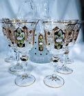 Czech Bohemia Crystal Cut Glass - Wine  Water  Bier  Set 6 1 Gold   Enamel