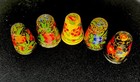 Set Of  5 Wooden Collectable Thimbles Vintage Sewing Souvenir
