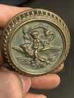 Cast Brass Bronze 1881 Branford Figural Door Knob Cherub W  Torch Riding Eagle