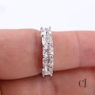 Half Eternity Wedding Band Moissanite 2 Carat Asscher Cut Solid 14k White Gold