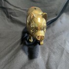 Brass Vintage Piggy Bank Mid Century Decor 6 5   